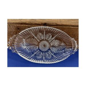 Relish Candy Dish Anchor Hocking #124 Feather and‎ Pearl Pattern 8" L x 4.25" W